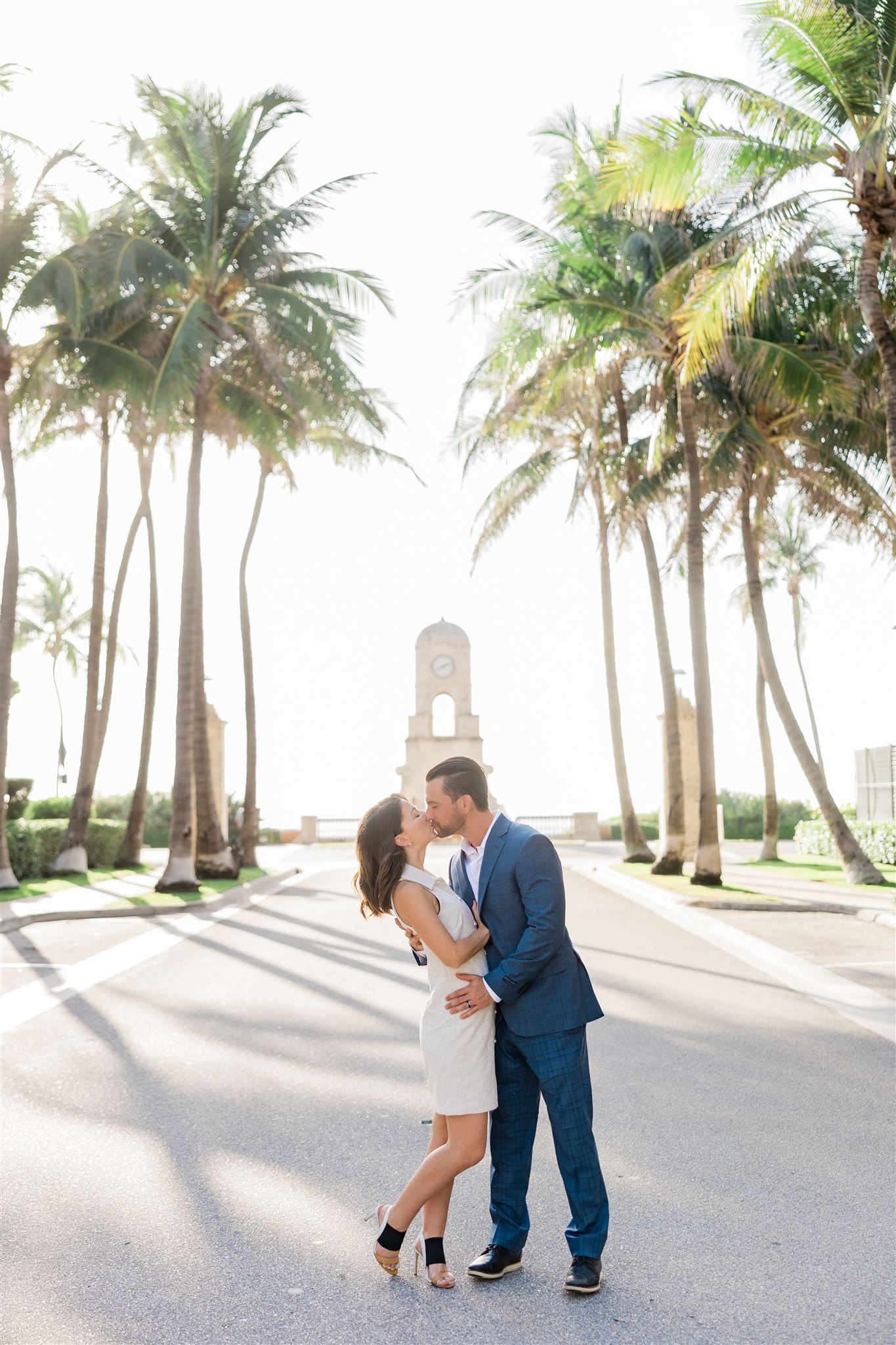 An engaged couple at Worth Ave in Palm Beach by Palm Beach wedding photographer.