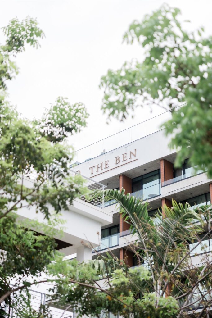 The exterior of the The Ben, Palm Beach during a wedding captured by Angelika Krug Photo & film.