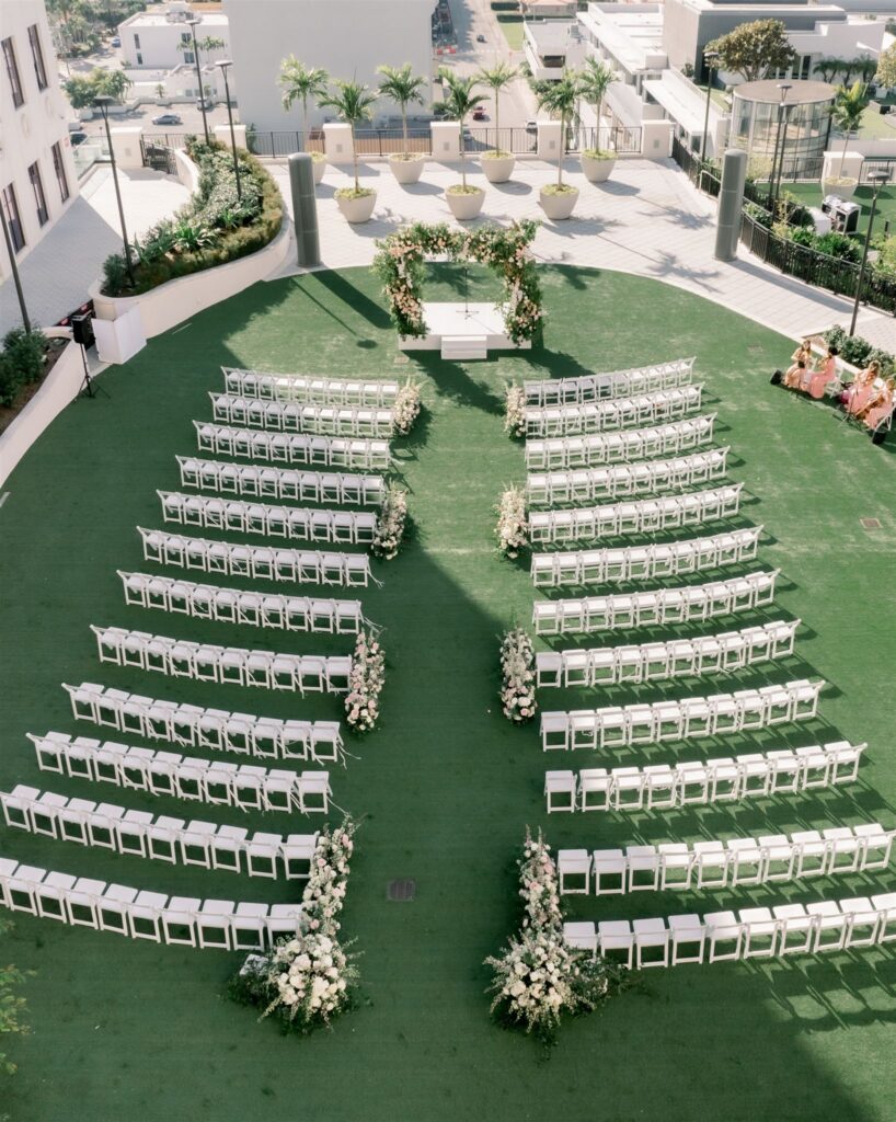 Drone photo of a wedding ceremony photographed by Angelika Krug Photo & Film a South Florida wedding photographer.