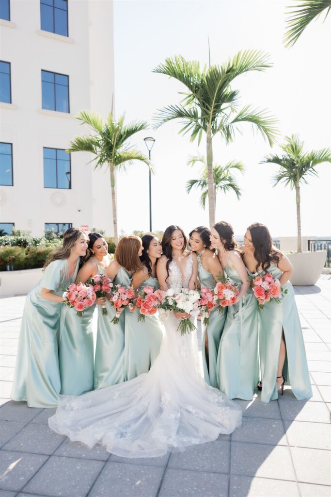 Bridesmaids at the Loews Coral Gables wedding photographed by Angelika Krug Photo & Film a South Florida wedding photographer.