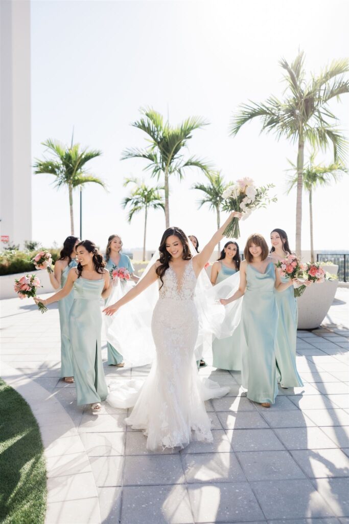Bridesmaids at the Loews Coral Gables wedding photographed by Angelika Krug Photo & Film a South Florida wedding photographer.